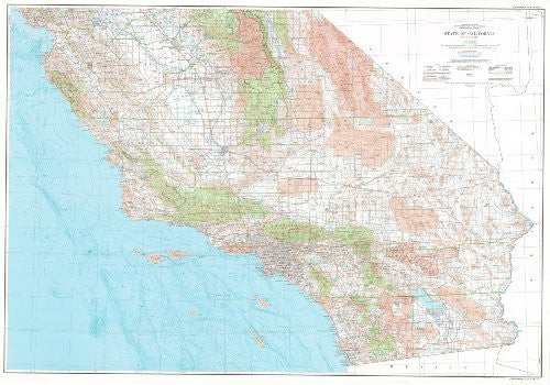 State of California Base Map with Highways and Contours (South Half) (TCA0335) - Wide World Maps & MORE!