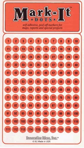 Large 1/4" Removable Numbered 1-240 Mark-It Brand Dots for Maps, Reports, or Projects - Orange - Wide World Maps & MORE! - Office Product - Innovative Ideas - Wide World Maps & MORE!