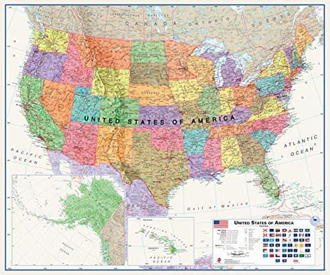 Political Lightsea United States of America Jumbo Dry Erase Laminated - Wide World Maps & MORE!