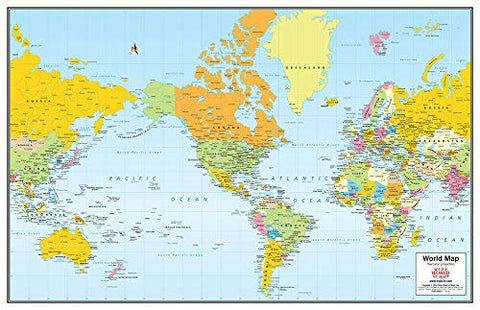 Colorful Political Mercator Projection World Desktop Map Paper/Non-Laminated - Wide World Maps & MORE! - Map - Wide World Maps & MORE! - Wide World Maps & MORE!
