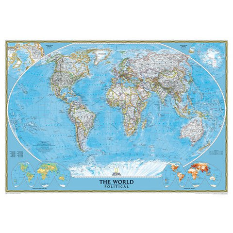 World Classic, Satin Premium Mounted - 43"W × 30"H - Wide World Maps & MORE!