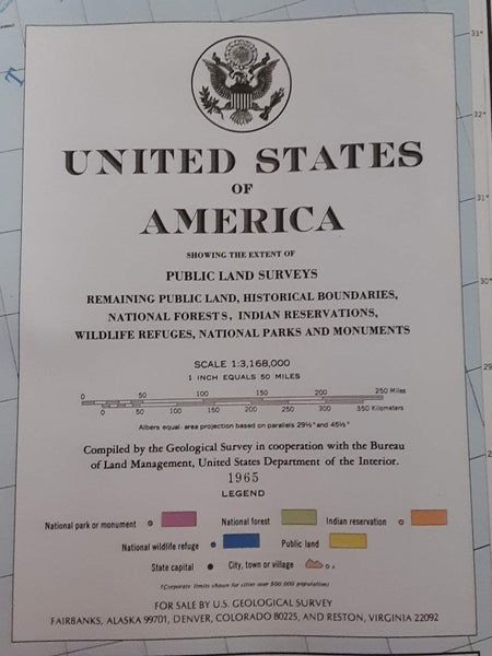 United States showing the extent of Public Land Surveys (1965) - Wide World Maps & MORE! - Book - Wide World Maps & MORE! - Wide World Maps & MORE!