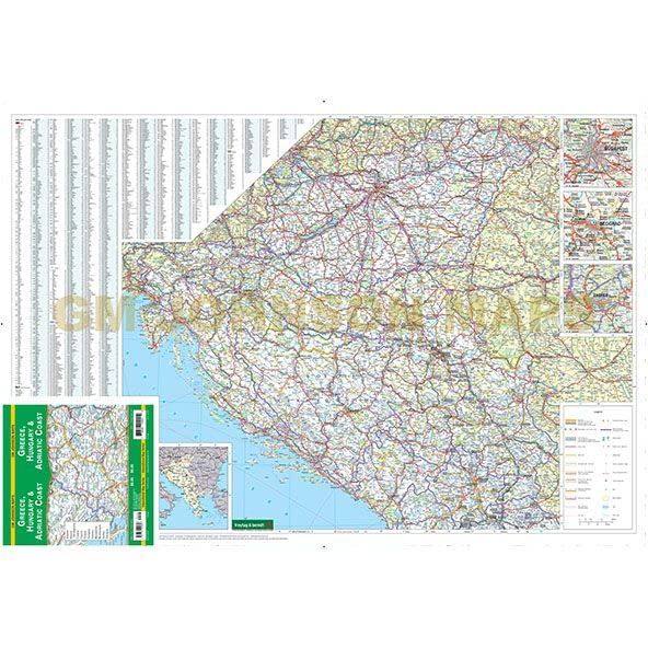 Greece, Hungary & Adriatic Coast Dry Erase Laminated - Wide World Maps & MORE!