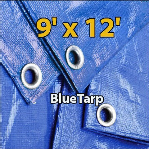 9' X 12' Blue Waterproof Poly Tarp 9x12 Tarpaulin for Camping Hiking Backpacking Tent Shelter Shade Canopy Etc. - Wide World Maps & MORE! - Home Improvement - Super Tarp - Wide World Maps & MORE!