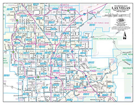 Metropolitan Las Vegas Major Streets and Freeways with ZIP Codes Paper/Non-Laminated - 50 Count - Wide World Maps & MORE! - Map - Wide World Maps & MORE! - Wide World Maps & MORE!