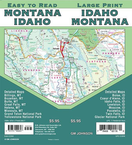 Large Print Idaho / Montana - Wide World Maps & MORE!