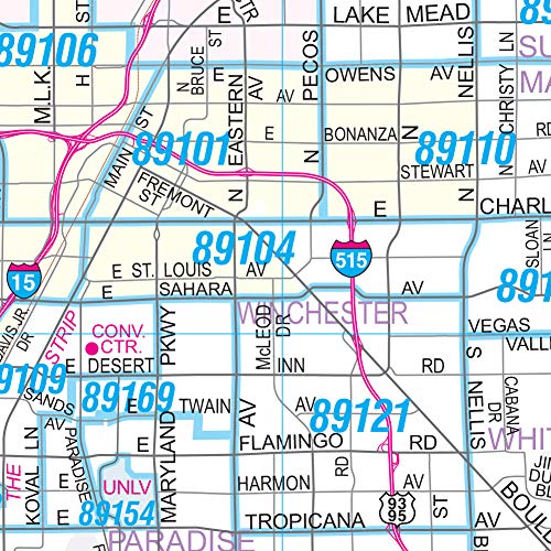 Metropolitan Las Vegas Major Streets and Freeways with ZIP Codes Paper/Non-Laminated - 50 Count - Wide World Maps & MORE! - Map - Wide World Maps & MORE! - Wide World Maps & MORE!