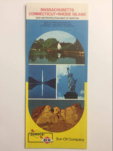 1974 Sunoco/DX Massachusetts-Connecticut-Rhode Island Road Map - Wide World Maps & MORE! - Office Product - Gousha - Wide World Maps & MORE!