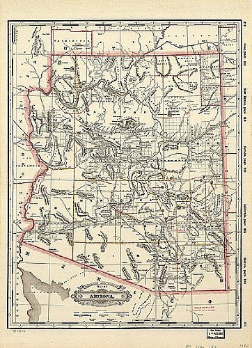 1887 Railroad & County Map of Arizona Jumbo-Size Gloss Laminated - Wide World Maps & MORE! - Map - Wide World Maps & MORE! - Wide World Maps & MORE!