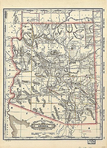 1887 Railroad & County Map of Arizona Jumbo-Size Gloss Laminated - Wide World Maps & MORE! - Map - Wide World Maps & MORE! - Wide World Maps & MORE!