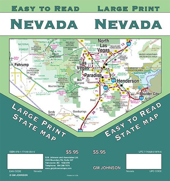 Nevada Large Print, Nevada State Map [Map] GM Johnson - Wide World Maps & MORE!