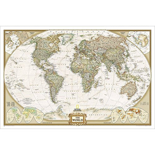 Atlantic-Centered World Executive Political Standard Wall Map Paper, Non-Laminated - Wide World Maps & MORE! - Map - National Geographic - Wide World Maps & MORE!
