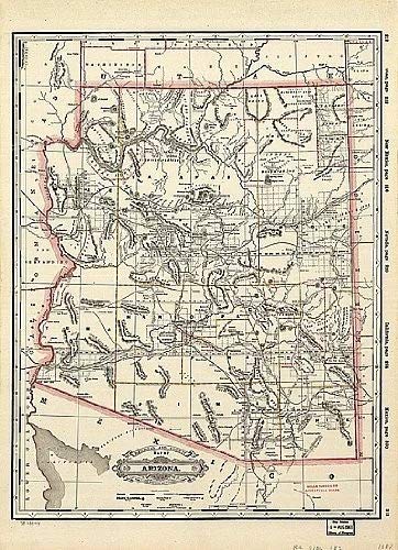 1887 Railroad & County Map of Arizona Jumbo-Size Dry Erase Laminated - Wide World Maps & MORE!