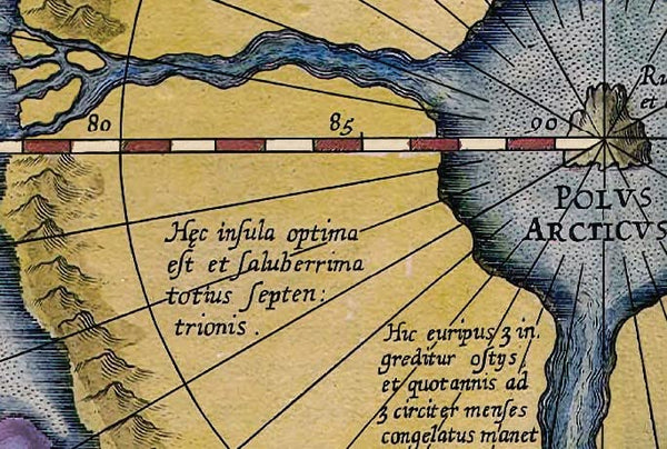 Mercator's Arctic Map (Septentrionalium Terrarum Descriptio) 1595 (Flat Earth Map) Ready-to-Hang - Wide World Maps & MORE!