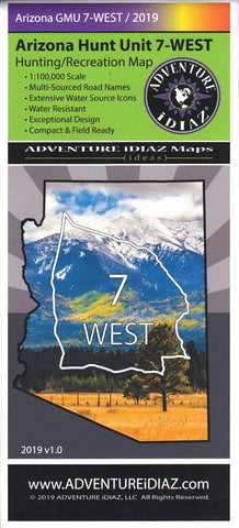 Arizona Hunt Unit 7-West Hunting/Recreation Map - Wide World Maps & MORE! - Map - Adventure iDiaz Maps - Wide World Maps & MORE!