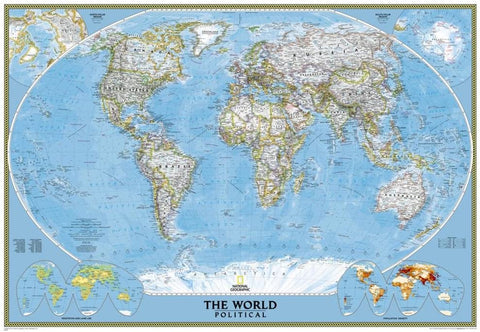 National Geographic - World Classic Map, Enlarged & Matte Laminated Poster by National Geographic 69 × 48in - Wide World Maps & MORE!