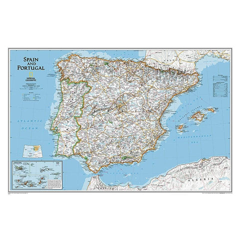 Spain and Portugal Classic Political Wall Map - [Ready-to-Hang] (33 × 22 inches) (National Geographic Reference Map) - Wide World Maps & MORE! - Map - National Geographic Maps - Wide World Maps & MORE!