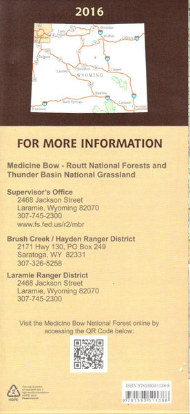 Medicine Bow National Forest - Snowy Range - Laramie and Brush Creek - Hayden Ranger Districts, Wyoming - Wide World Maps & MORE! - Map - United States Department of Agriculture - Wide World Maps & MORE!