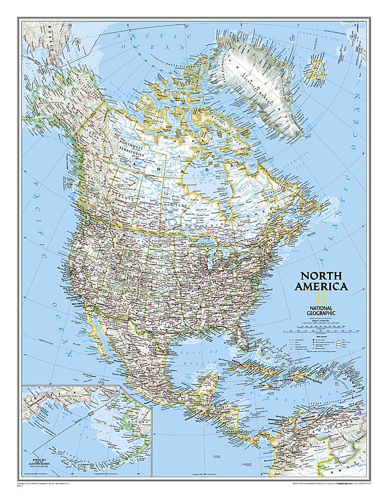 National Geographic North America Wall Map - Classic - Laminated (23.5 x 30.25 in) (National Geographic Reference Map) [Map] National Geographic Maps - Wide World Maps & MORE!
