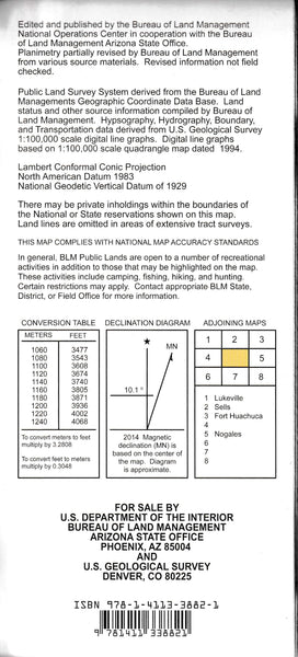 Atascosa Mountains, Arizona Surface Management Status 1:100,000-Scale Topographic Map - Wide World Maps & MORE!