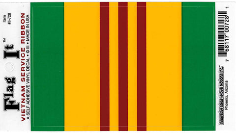 Vietnam War Service Ribbon Car Decal Sticker [5"×3.5" - Green/Yellow/Red] - Wide World Maps & MORE! - Sticker - Flag It - Wide World Maps & MORE!