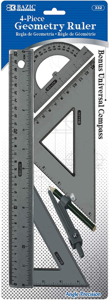 Geometry Ruler Combination Sets w/ Compass (5-Piece) - Wide World Maps & MORE!