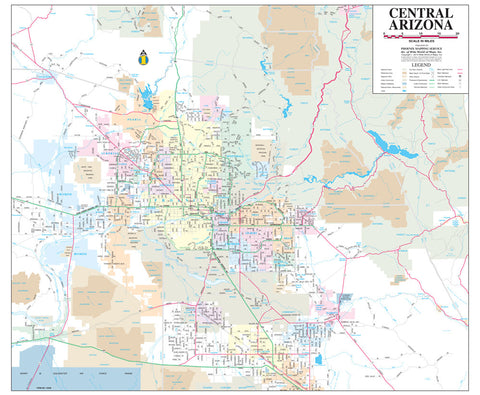 Central Arizona Small Wall Map, Dry Erase Laminated - Wide World Maps & MORE! - Map - Wide World Maps & MORE! - Wide World Maps & MORE!
