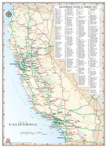 California Highways and Roads Wall Map Gloss Laminated - Wide World Maps & MORE! - Map - Wide World Maps & MORE! - Wide World Maps & MORE!