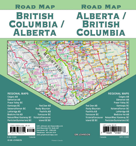 Alberta / British Columbia, Canada Road Map [Map] Lucidmap / GM Johnson - Wide World Maps & MORE!