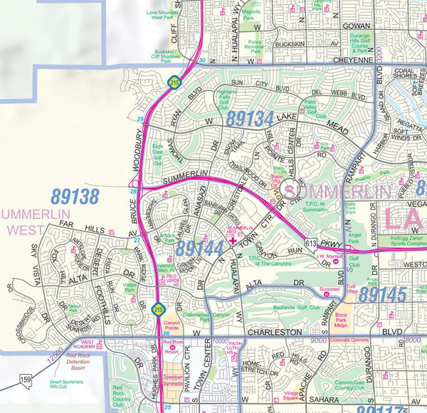 Greater Las Vegas-Clark County Detailed Region Wall Map *ZIP Codes* Laminated 45"x36" - Wide World Maps & MORE! - Book - Wide World Maps & MORE! - Wide World Maps & MORE!