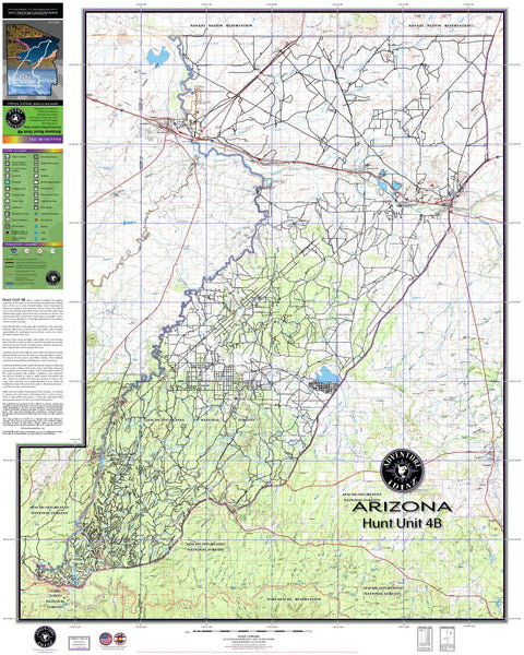 Arizona Hunt Unit 4B Hunting/Recreation Map [Map] Kevin J. Diaz - Wide World Maps & MORE!