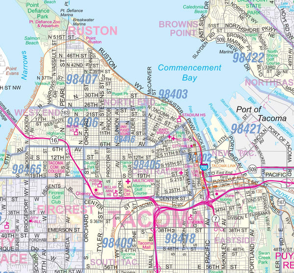 Seattle-Tacoma WA Detailed Region Wall Map 36"x54" w/Zip Codes Laminated - Wide World Maps & MORE! - Book - Wide World Maps & MORE! - Wide World Maps & MORE!