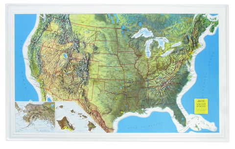 Hubbard Scientific 3D United States Map | A True Raised Relief Map - You Can Feel the Terrain | Vacuum-formed Molded Map | 34.5? x 22? | Detailed Topography - Wide World Maps & MORE!