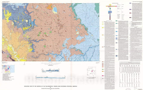 Historic Pictoric Map : Geologic map of The Sedona 30' X 60' Quadrangle, Yavapai and Coconino Counties, Arizona, 1989 Cartography Wall Art : - Wide World Maps & MORE!