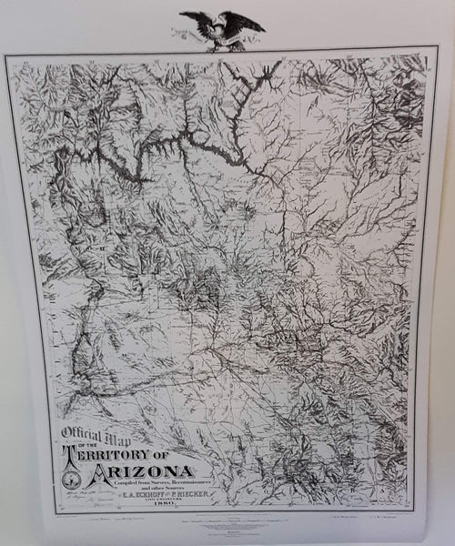 Official Map of the Territory of Arizona 1880 Enlarged Dry Erase Laminated - Wide World Maps & MORE! - Map - Wide World Maps & MORE! - Wide World Maps & MORE!