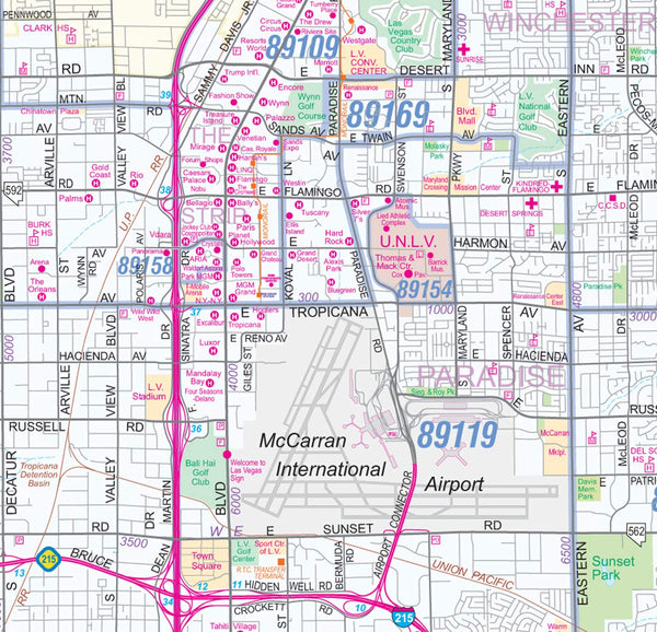 Greater Las Vegas-Clark County Detailed Region Wall Map *ZIP Codes* Laminated 45"x36" - Wide World Maps & MORE! - Book - Wide World Maps & MORE! - Wide World Maps & MORE!