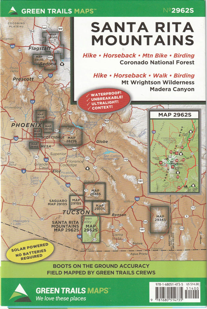 Santa Rita Mountains, Coronado National Forest (Mount Wrightson Wilderness & Madera Canyon) [Map] Dharma Maps - Wide World Maps & MORE!