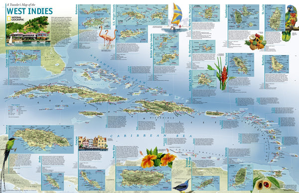 West Indies, 2 Sided, 36x23, Lam (Reference - Countries & Regions) - Wide World Maps & MORE! - Book - National Geographic - Wide World Maps & MORE!