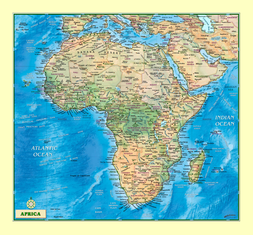 Africa Physical Jumbo-Size Wall Mural - Wide World Maps & MORE! - Map - Wide World Maps & MORE! - Wide World Maps & MORE!