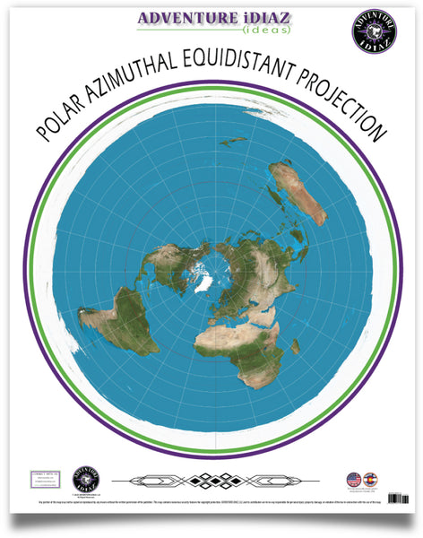 Polar Azimuthal Equidistant Projection Map of the Earth Ready-to-Hang - Wide World Maps & MORE!