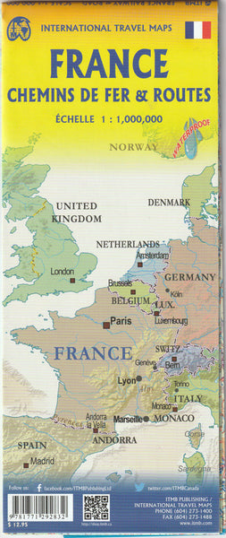 France Railway & Road Waterproof Map at 1:1M - Wide World Maps & MORE!
