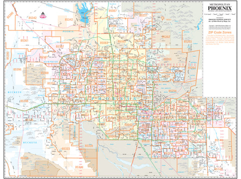 Metropolitan Phoenix Arterial and Collector Streets Full-Size ZIP Code Wall Map Dry-Erase Laminated - Wide World Maps & MORE! - Map - Wide World Maps & MORE! - Wide World Maps & MORE!