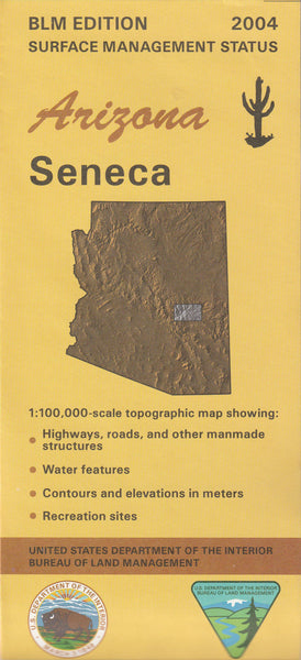 Seneca, Arizona 1:100,000-Scale Topographic Map (BLM Surface Management 60×30-Minute Quadrangle) - Wide World Maps & MORE!