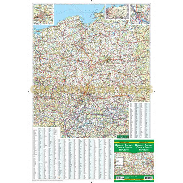 Germany, Poland, Czech & Slovak Republics, Paper/Non-Laminated - Wide World Maps & MORE!