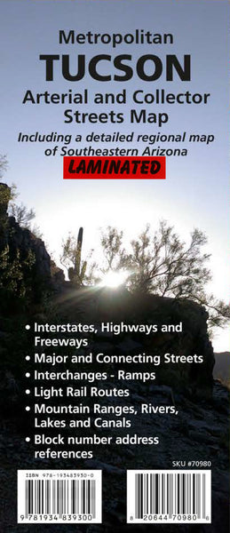 Gloss Laminated Metropolitan Tucson Arterial and Collector Streets Map Including a Detailed Regional Map of Southeastern Arizona - Wide World Maps & MORE! - Map - Wide World Maps & MORE! - Wide World Maps & MORE!