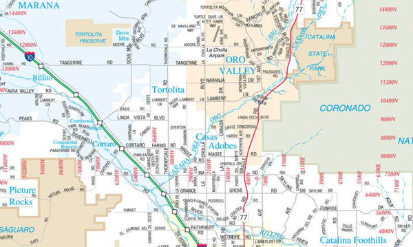 Gloss Laminated Metropolitan Tucson Arterial and Collector Streets Map Including a Detailed Regional Map of Southeastern Arizona - Wide World Maps & MORE! - Map - Wide World Maps & MORE! - Wide World Maps & MORE!