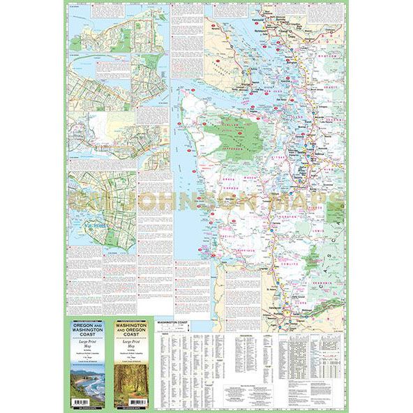 Washington & Oregon Coast Large Print - Wide World Maps & MORE!