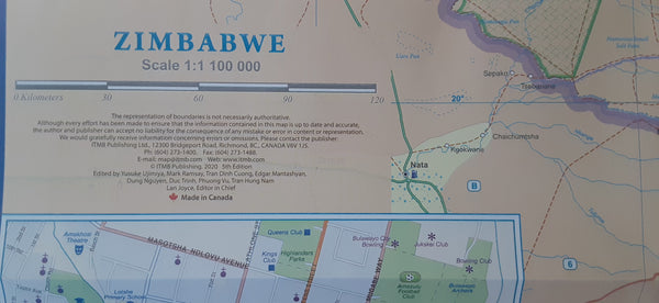 Botswana & Zimbabwe Waterproof | Gaborone, Central Harare, Central Bulawayo, Victoria Falls - Wide World Maps & MORE!